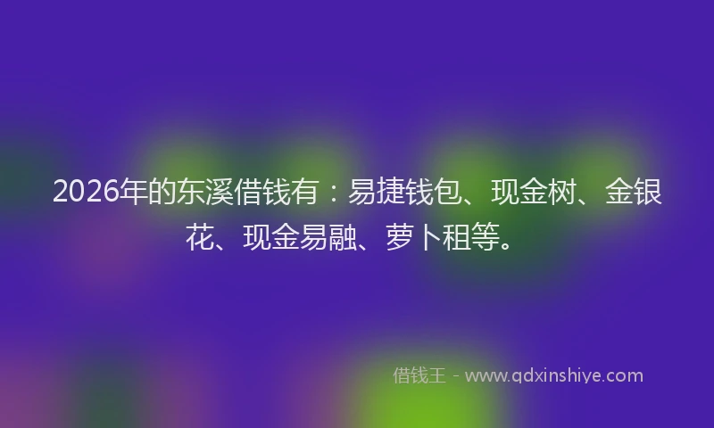 2026年的东溪借钱有：易捷钱包、现金树、金银花、现金易融、萝卜租等。