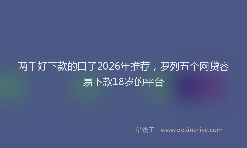 两千好下款的口子2026年推荐，罗列五个网贷容易下款18岁的平台