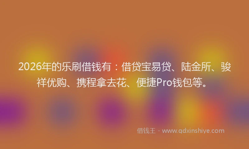 2026年的乐刷借钱有：借贷宝易贷、陆金所、骏祥优购、携程拿去花、便捷Pro钱包等。