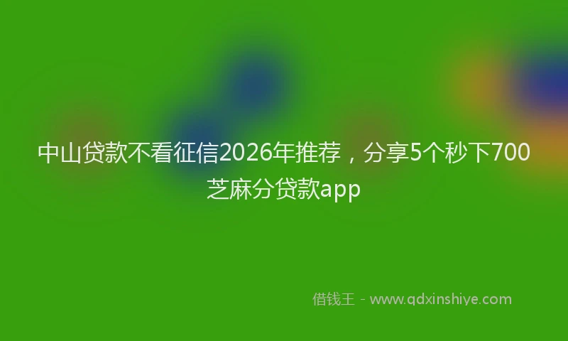 中山贷款不看征信2026年推荐，分享5个秒下700芝麻分贷款app