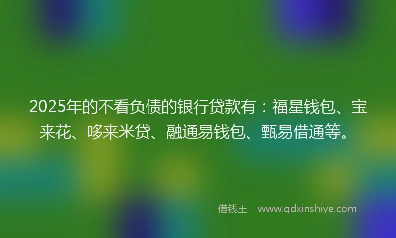 2025年的不看负债的银行贷款有：福星钱包、宝来花、哆来米贷、融通易钱包、甄易借通等。