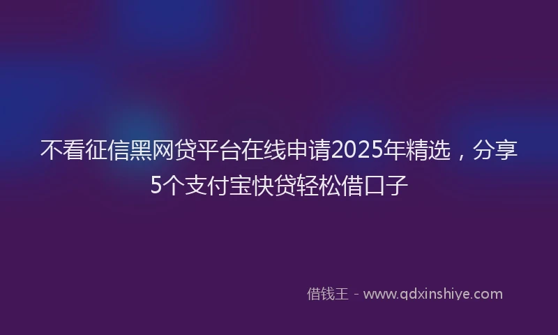不看征信黑网贷平台在线申请2025年精选,分享5个支付宝快贷轻松借口子