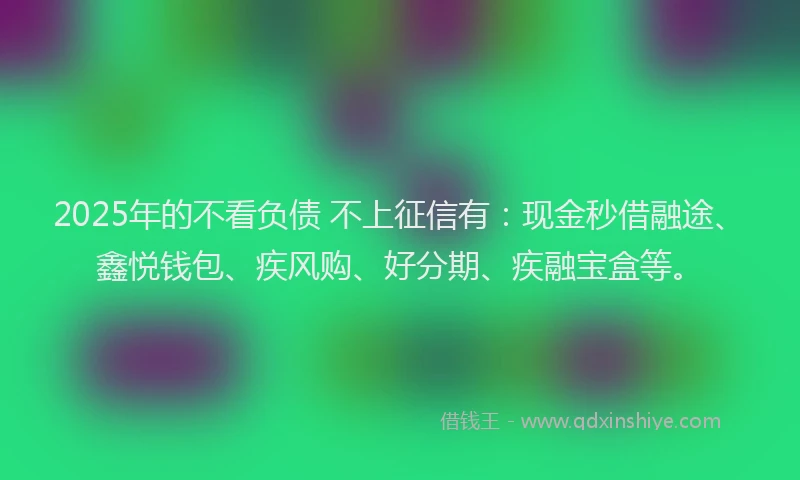 2025年的不看负债 不上征信有：现金秒借融途、鑫悦钱包、疾风购、好分期、疾融宝盒等。