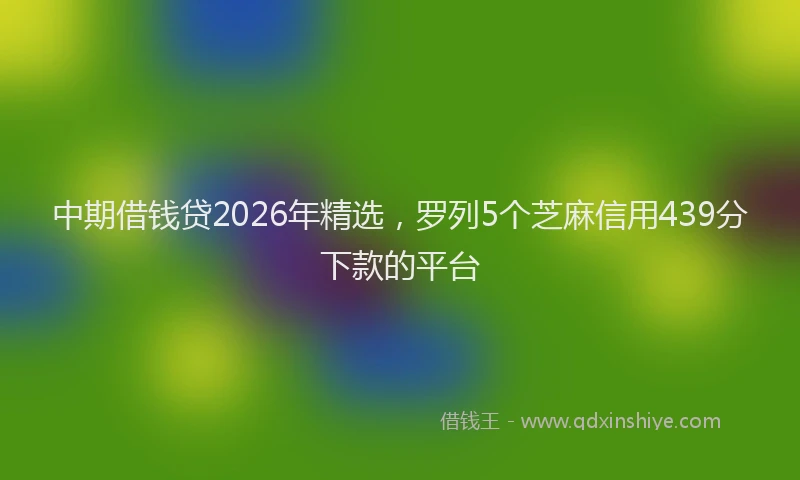 中期借钱贷2026年精选，罗列5个芝麻信用439分下款的平台