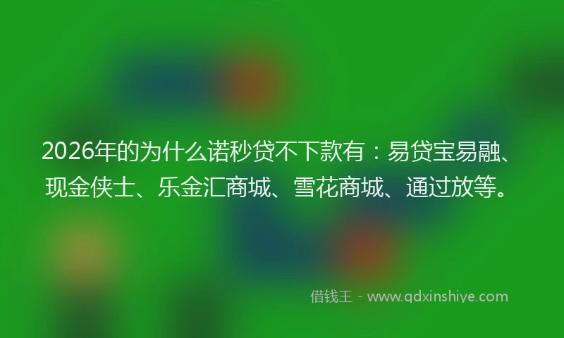 2026年的为什么诺秒贷不下款有：易贷宝易融、现金侠士、乐金汇商城、雪花商城、通过放等。