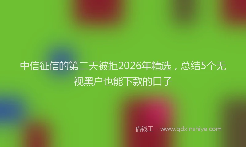 中信征信的第二天被拒2026年精选，总结5个无视黑户也能下款的口子
