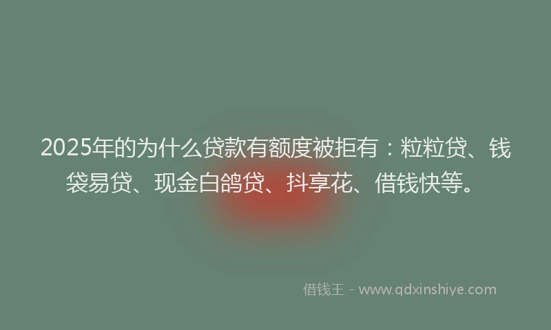 2025年的为什么贷款有额度被拒有:粒粒贷、钱袋易贷、现金白鸽贷、抖享花、借钱快等。