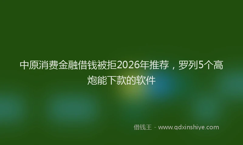 中原消费金融借钱被拒2026年推荐，罗列5个高炮能下款的软件