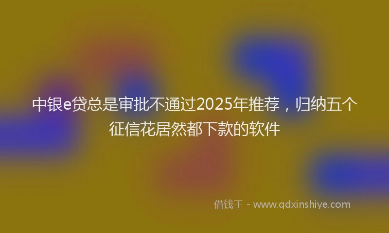 中银e贷总是审批不通过2025年推荐，归纳五个征信花居然都下款的软件
