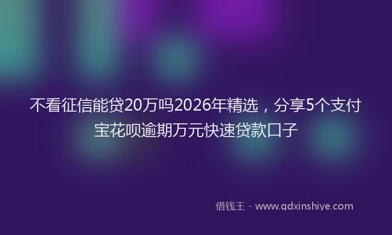 不看征信能贷20万吗2026年精选，分享5个支付宝花呗逾期万元快速贷款口子