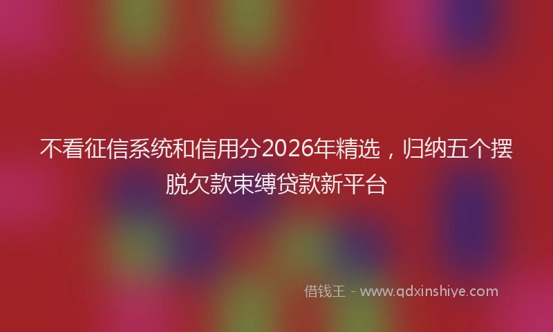 不看征信系统和信用分2026年精选，归纳五个摆脱欠款束缚贷款新平台