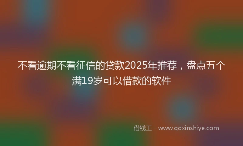 不看逾期不看征信的贷款2025年推荐，盘点五个满19岁可以借款的软件