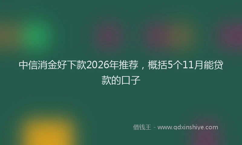 中信消金好下款2026年推荐，概括5个11月能贷款的口子