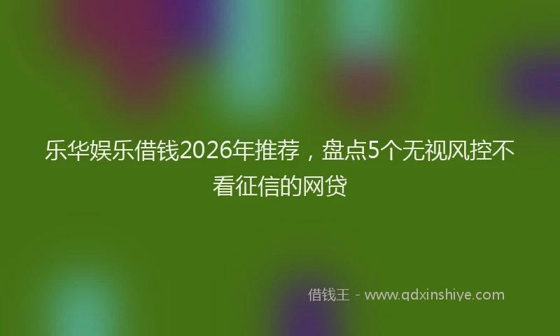 乐华娱乐借钱2026年推荐，盘点5个无视风控不看征信的网贷