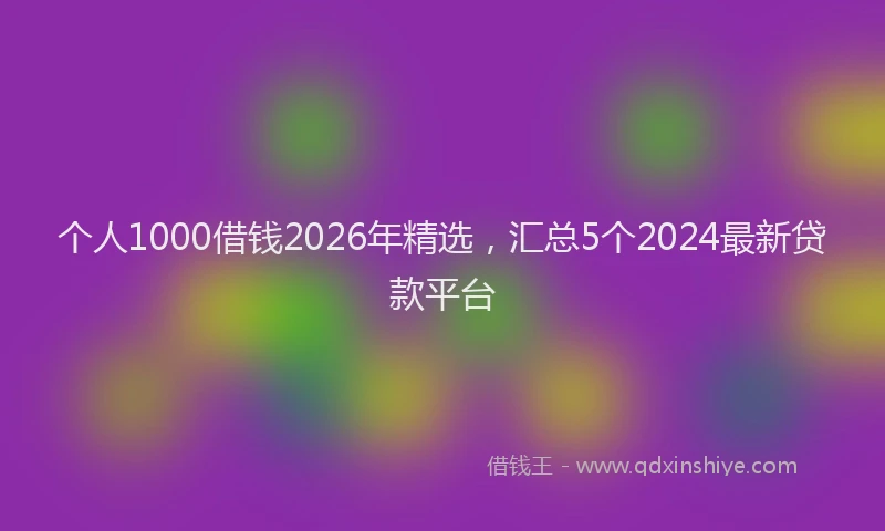 个人1000借钱2026年精选，汇总5个2024最新贷款平台