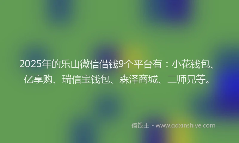 2025年的乐山微信借钱9个平台有：小花钱包、亿享购、瑞信宝钱包、森泽商城、二师兄等。