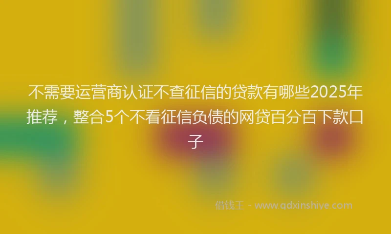 不需要运营商认证不查征信的贷款有哪些2025年推荐，整合5个不看征信负债的网贷百分百下款口子