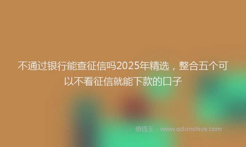 不通过银行能查征信吗2025年精选,整合五个可以不看征信就能下款的口子