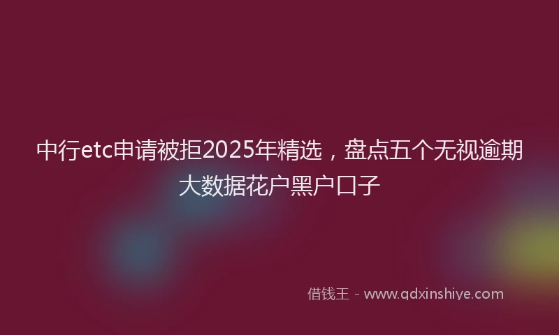 中行etc申请被拒2025年精选，盘点五个无视逾期大数据花户黑户口子