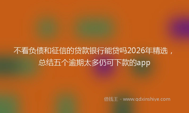 不看负债和征信的贷款银行能贷吗2026年精选，总结五个逾期太多仍可下款的app