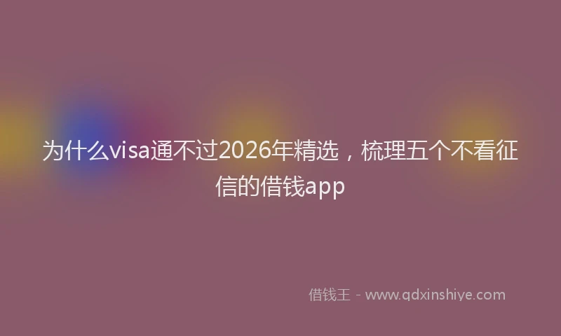 为什么visa通不过2026年精选，梳理五个不看征信的借钱app