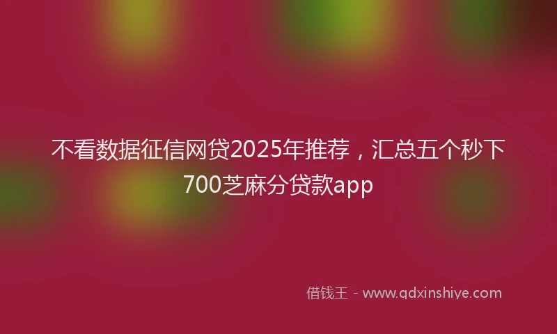 不看数据征信网贷2025年推荐，汇总五个秒下700芝麻分贷款app