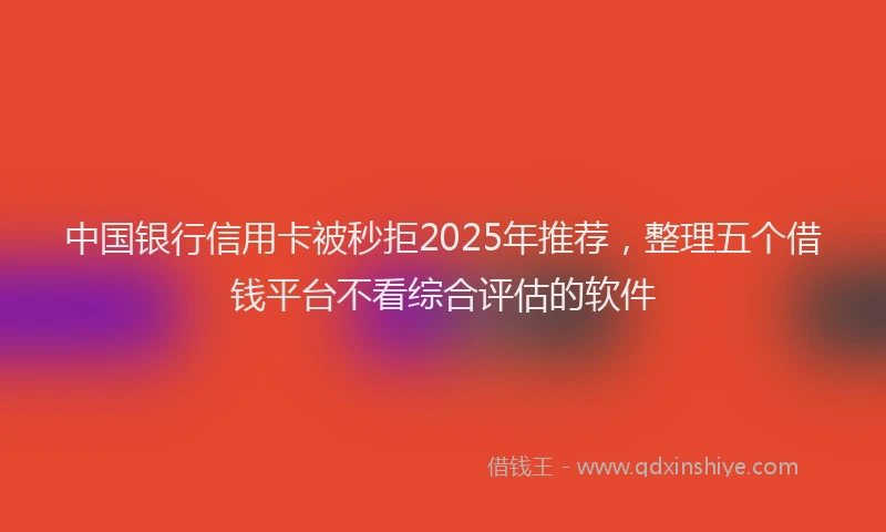 中国银行信用卡被秒拒2025年推荐,整理五个借钱平台不看综合评估的软件