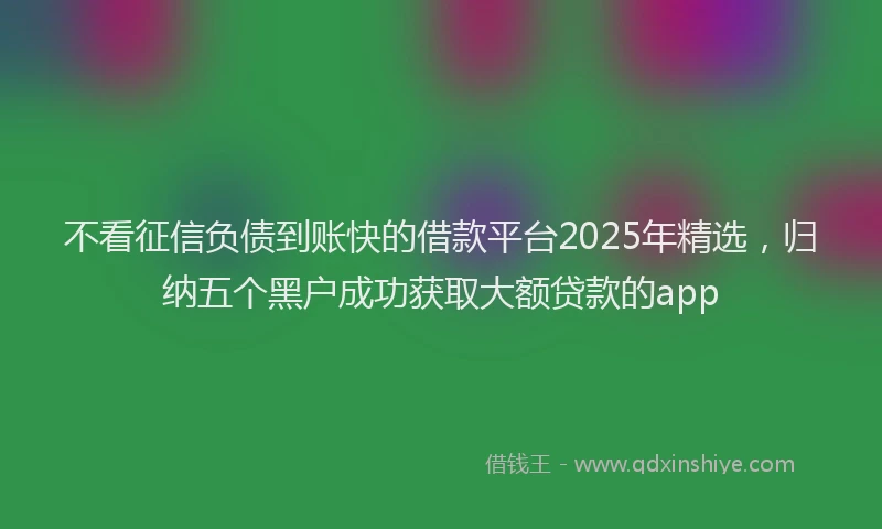 不看征信负债到账快的借款平台2025年精选，归纳五个黑户成功获取大额贷款的app