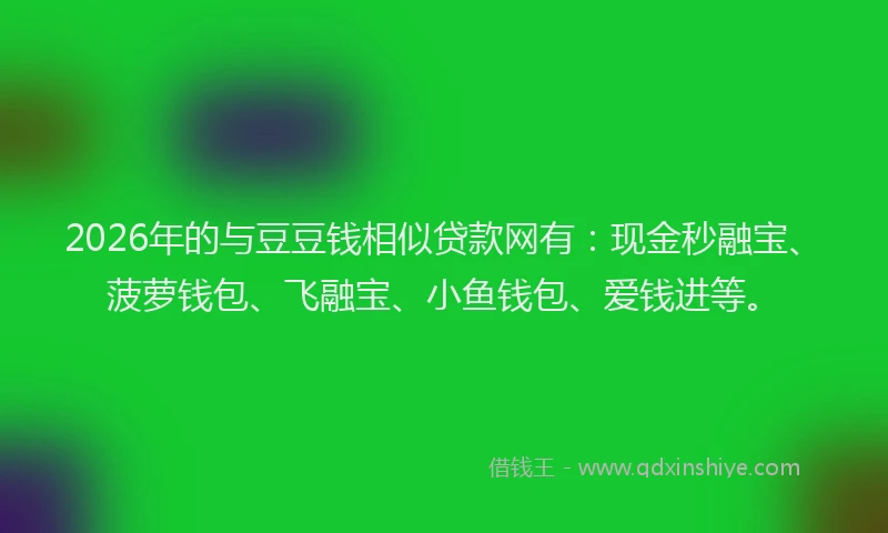 2026年的与豆豆钱相似贷款网有：现金秒融宝、菠萝钱包、飞融宝、小鱼钱包、爱钱进等。