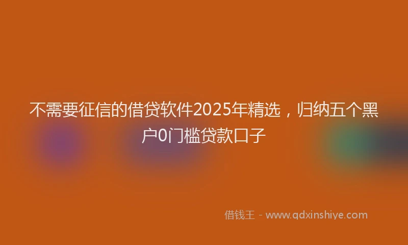 不需要征信的借贷软件2025年精选,归纳五个黑户0门槛贷款口子