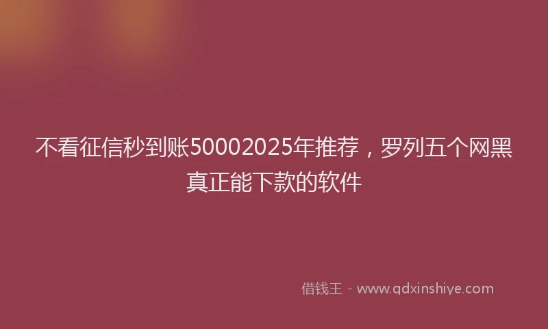 不看征信秒到账50002025年推荐，罗列五个网黑真正能下款的软件
