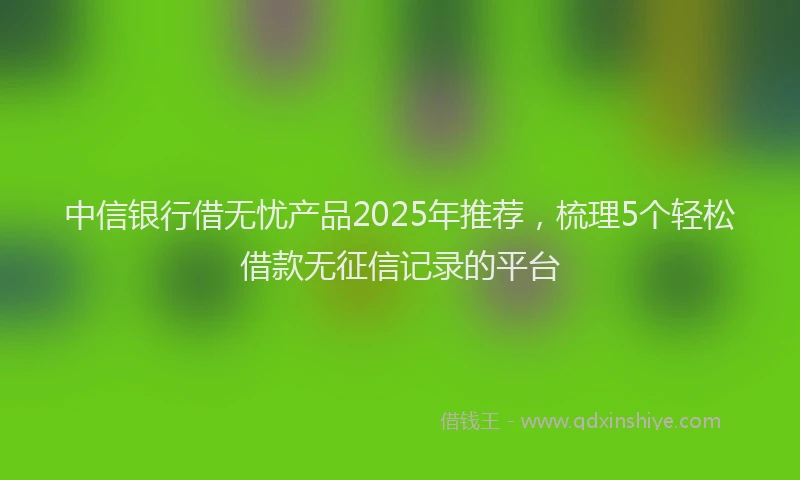 中信银行借无忧产品2025年推荐，梳理5个轻松借款无征信记录的平台
