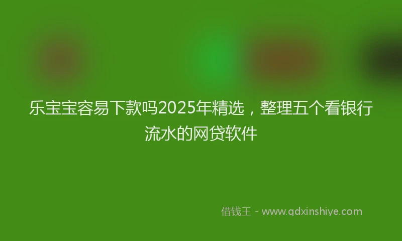 乐宝宝容易下款吗2025年精选，整理五个看银行流水的网贷软件