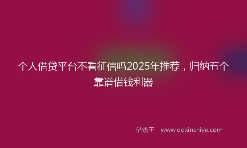 个人借贷平台不看征信吗2025年推荐，归纳五个靠谱借钱利器
