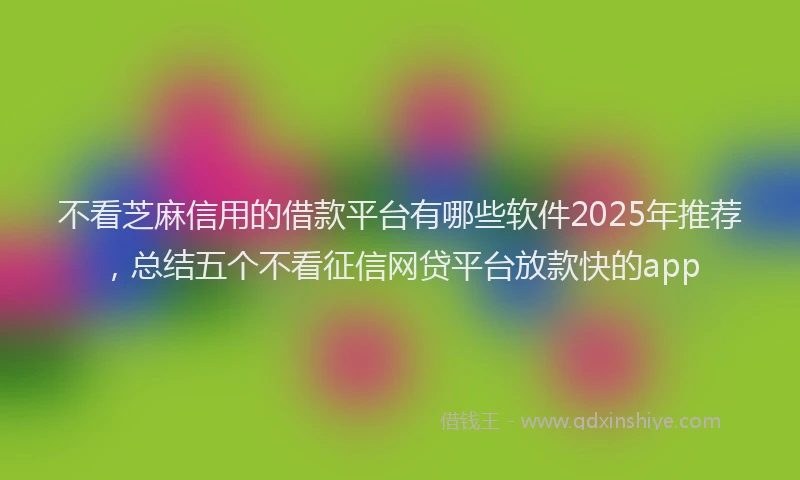不看芝麻信用的借款平台有哪些软件2025年推荐，总结五个不看征信网贷平台放款快的app