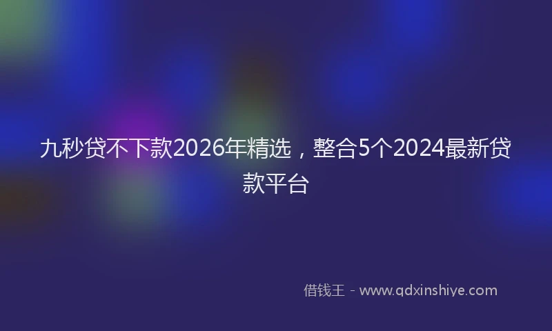 九秒贷不下款2026年精选，整合5个2024最新贷款平台