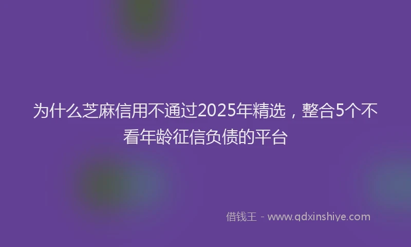 为什么芝麻信用不通过2025年精选，整合5个不看年龄征信负债的平台