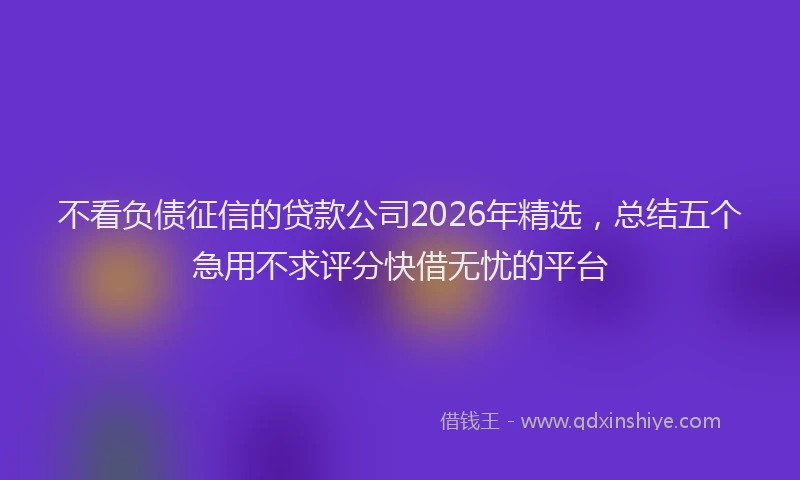 不看负债征信的贷款公司2026年精选，总结五个急用不求评分快借无忧的平台