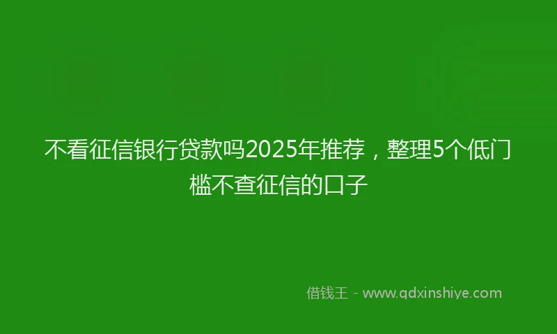 不看征信银行贷款吗2025年推荐，整理5个低门槛不查征信的口子