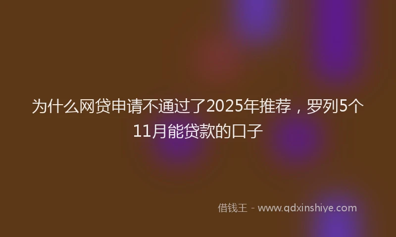 为什么网贷申请不通过了2025年推荐，罗列5个11月能贷款的口子