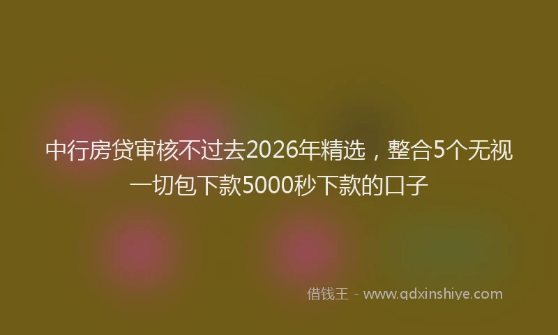 中行房贷审核不过去2026年精选，整合5个无视一切包下款5000秒下款的口子