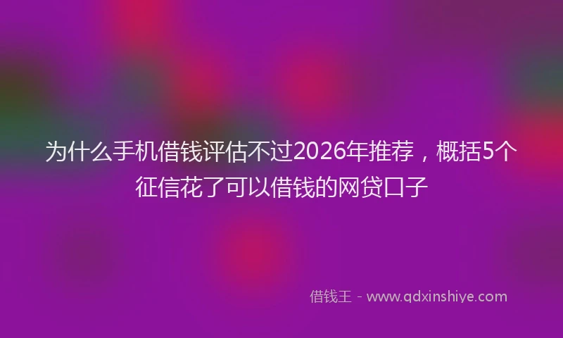 为什么手机借钱评估不过2026年推荐，概括5个征信花了可以借钱的网贷口子