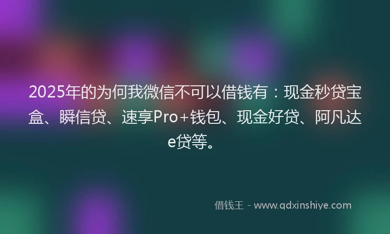 2025年的为何我微信不可以借钱有：现金秒贷宝盒、瞬信贷、速享Pro+钱包、现金好贷、阿凡达e贷等。