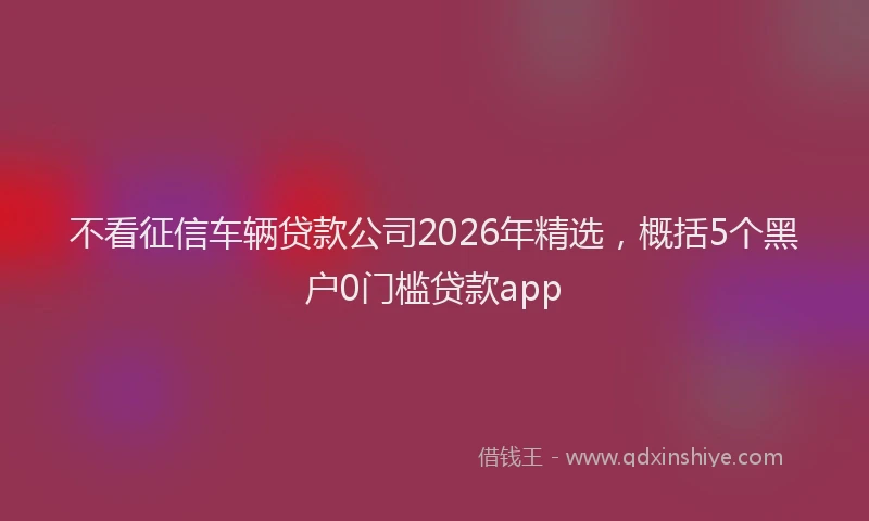 不看征信车辆贷款公司2026年精选，概括5个黑户0门槛贷款app