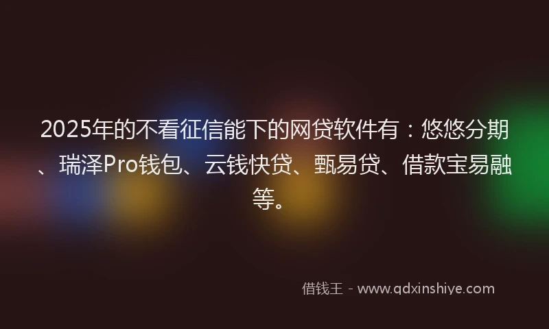 2025年的不看征信能下的网贷软件有：悠悠分期、瑞泽Pro钱包、云钱快贷、甄易贷、借款宝易融等。
