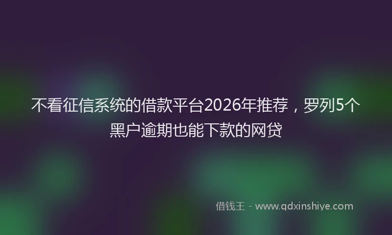 不看征信系统的借款平台2026年推荐，罗列5个黑户逾期也能下款的网贷