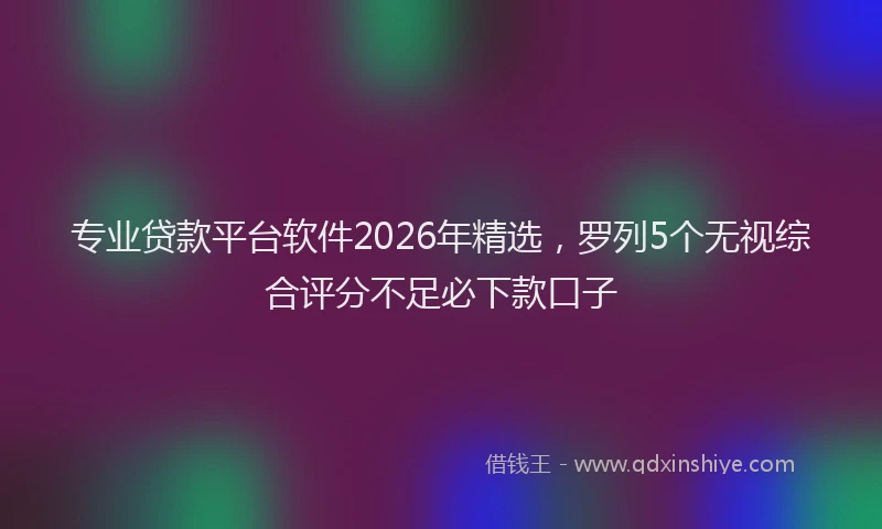 专业贷款平台软件2026年精选，罗列5个无视综合评分不足必下款口子