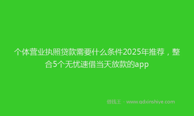个体营业执照贷款需要什么条件2025年推荐，整合5个无忧速借当天放款的app