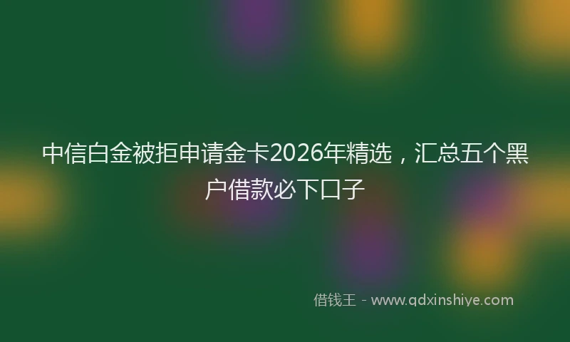 中信白金被拒申请金卡2026年精选，汇总五个黑户借款必下口子