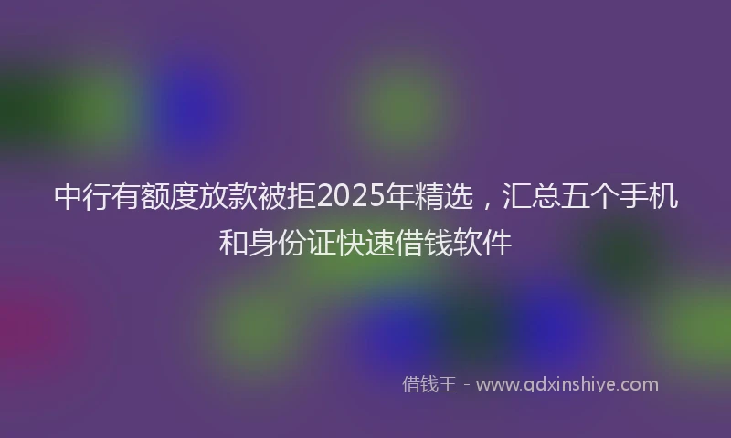 中行有额度放款被拒2025年精选，汇总五个手机和身份证快速借钱软件